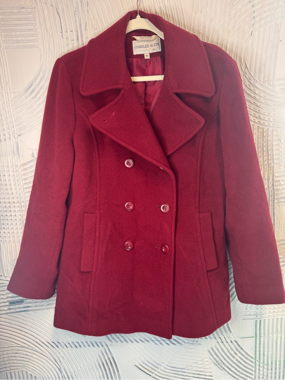 Charles Klein Women's Double-Breasted Peacoat in Burgundy